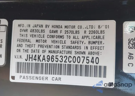 2002 Acura Rl 3.5 z USA, uszkodzony, nr VIN JH4KA96532C007540